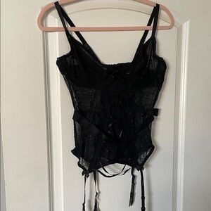 Black Lace Corset Top with Straps